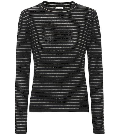 Saint Laurent Metallic Striped Cotton-blend Top