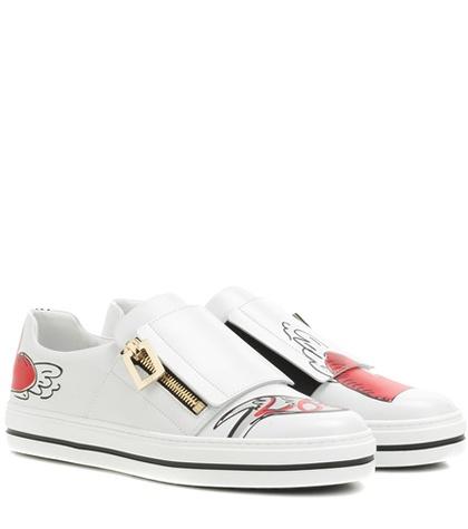 Roger Vivier Sneaky Viv Zip Love Tattoo Leather Sneakers