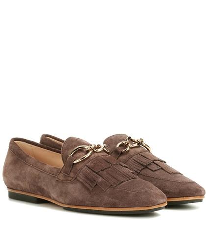 Tod's Suede Loafers With Fringe Detailing