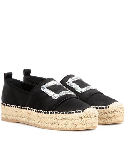 Roger Vivier Sequinned Satin Platform Espadrilles