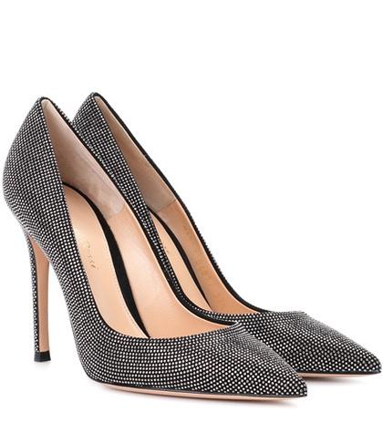 Gianvito Rossi Lennox Strass Suede Pumps