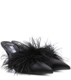 Roger Vivier Exclusive To Mytheresa.com – Feather-trimmed Satin Mules