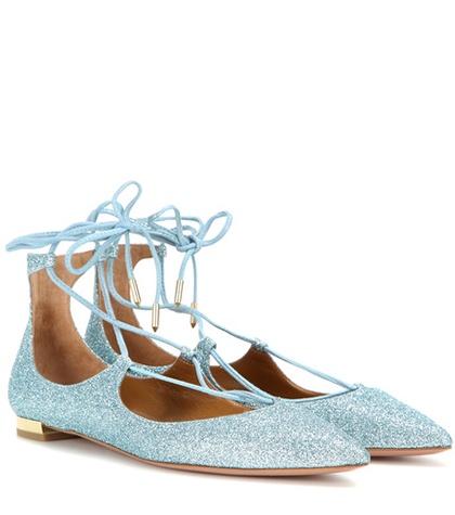 Aquazzura Christy Flat Glitter Ballerinas