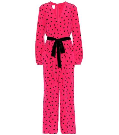Valentino Heart Print Silk Jumpsuit