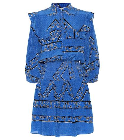 Ganni Sandwashed Silk Smocked Minidress
