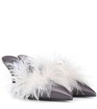Prada Exclusive To Mytheresa.com – Feather-trimmed Satin Mules