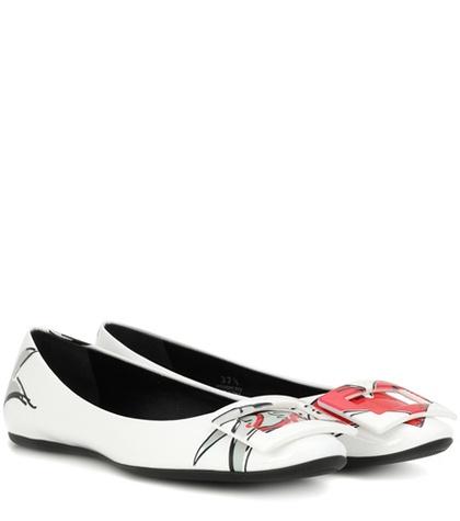 Roger Vivier Love Tattoo Printed Patent Leather Ballerinas