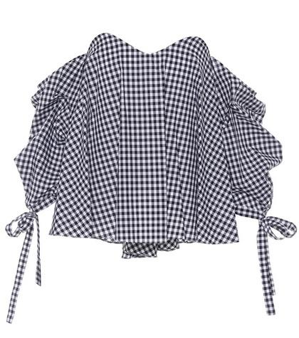 Caroline Constas Gabriella Checked Cotton Top