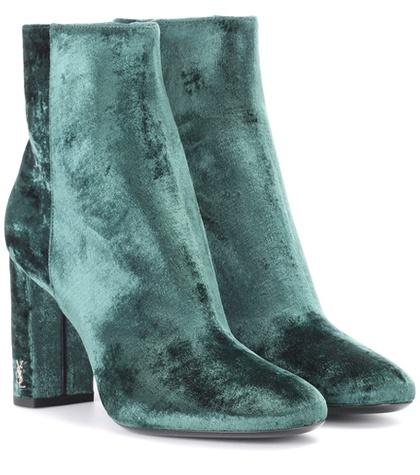 Saint Laurent Loulou 95 Velvet Ankle Boots