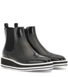 Prada Chelsea Patent Leather Platform Ankle Boots