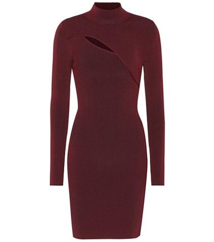Mugler Ribbed Knit Cutout Dress