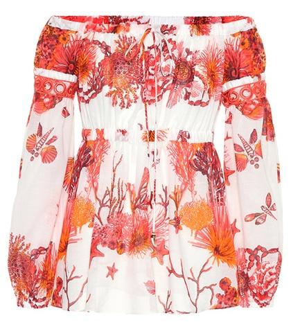 Roberto Cavalli Off-the-shoulder Cotton-blend Top
