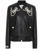 Fendi Embellished Leather Bomber Jacket