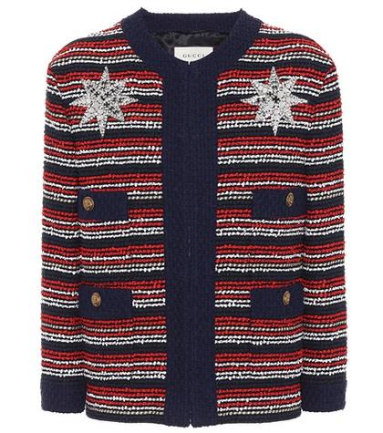 Gucci Embellished Striped Bouclé Jacket