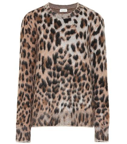 Saint Laurent Leopard Print Mohair-blend Sweater