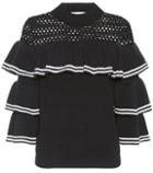 Tory Burch Striped Frill-blend Sweater