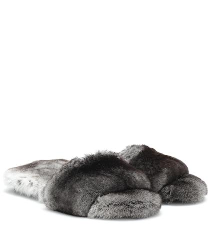 Norma Kamali Kruger Fur Slides