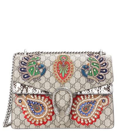 Gucci Dionysus Gg Supreme Embroidered Coated Canvas Shoulder Bag