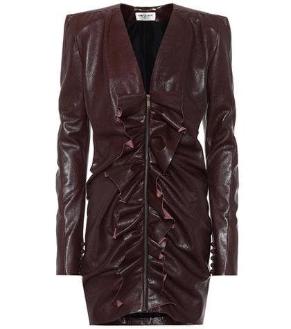 Valentino Ruffled Leather Minidress