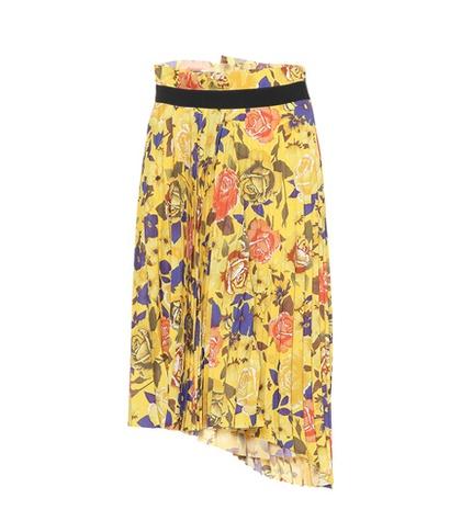 Balenciaga Pleated Floral Crêpe Skirt