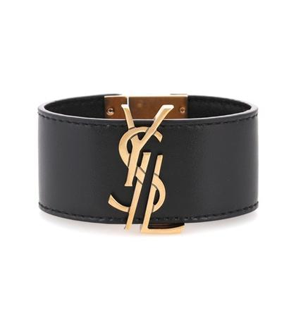 Saint Laurent Embellished Leather Bracelet