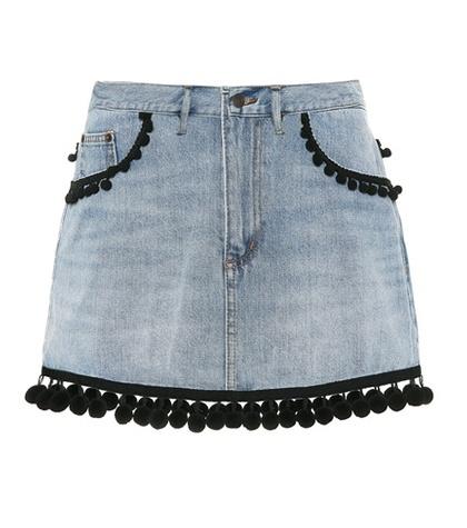 Marc Jacobs Pompom-trimmed Denim Miniskirt