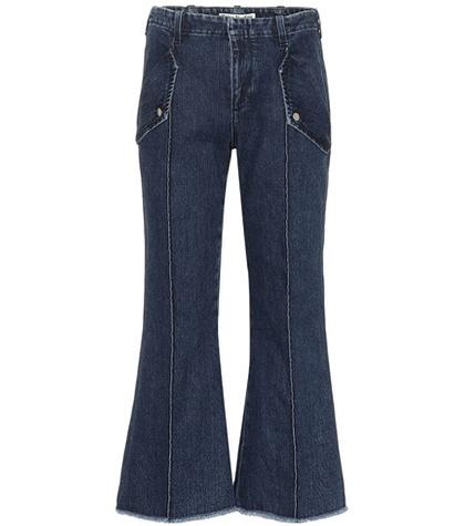 Self-portrait Frayed Hem High-rise Flared Jeans