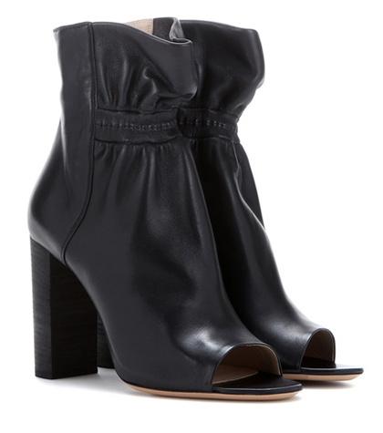 Chlo Leather Peep-toe Ankle Boots