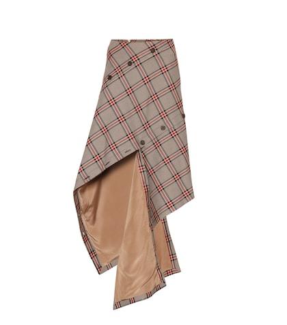 Rokh Checked Cotton-blend Midi Skirt