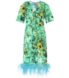 Prada Feather-trimmed Printed Dress