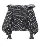 Caroline Constas Kora Polka-dot Off-the-shoulder Top