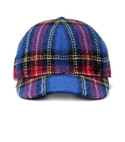 Maison Michel Tiger Tartan Wool Cap