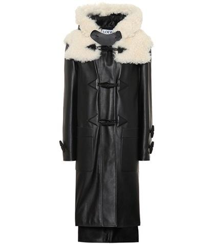 Loewe Shearling-trimmed Leather Coat
