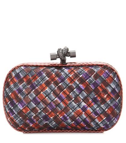 Valentino Knot Satin And Snakeskin Clutch