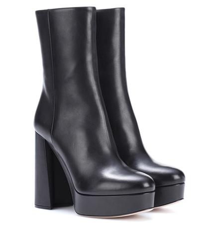 Miu Miu Leather Plateau Ankle Boots