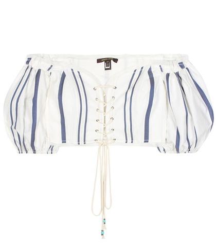 Roberto Cavalli Lace-up Cotton-blend Blouse