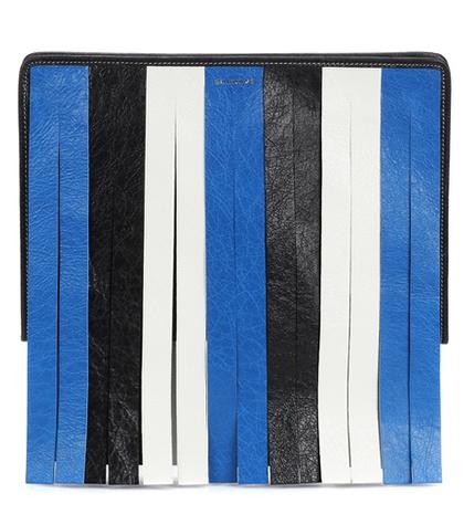 Balenciaga Bazar Fringed Leather Clutch