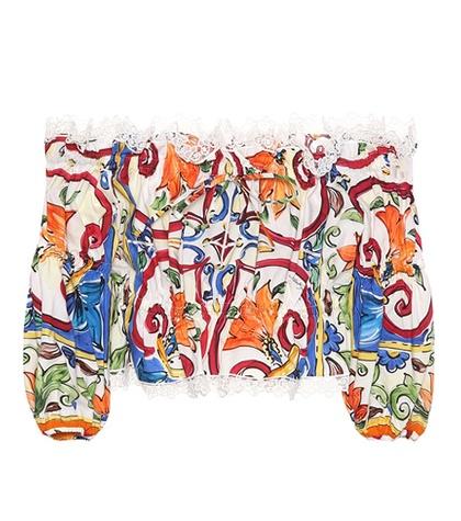 Dolce & Gabbana Printed Cotton Crop Top