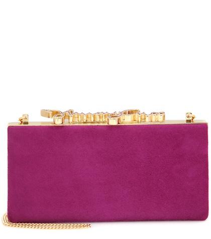 Prism Celeste Crystal-embellished Suede Clutch