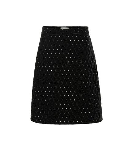 Ganni Embellished Velvet Skirt
