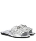 Tod's Double T Metallic Leather Sandals