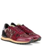 Valentino Valentino Garavani Rockrunner Lace, Leather And Suede Sneakers
