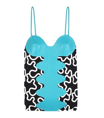 Jw Anderson Printed Cotton And Leather Top