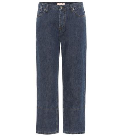 Marni Cuffed Cotton And Linen Jeans