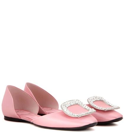 Roger Vivier Chips Embellished Satin Ballerinas