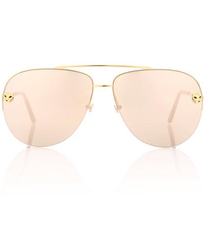 Cartier Eyewear Collection Panthère De Cartier Aviator Sunglasses