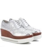 Miu Miu Platform Metallic Leather Brogues