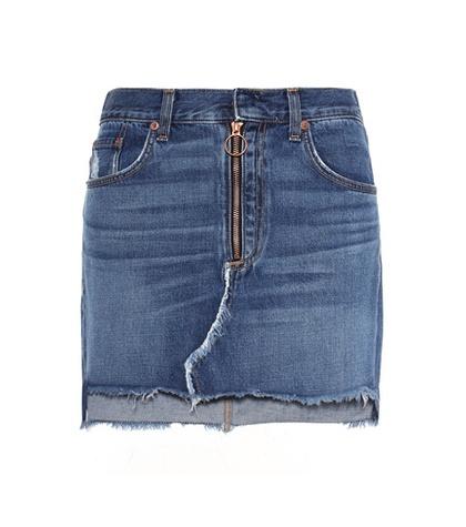 Saint Laurent O Ring Denim Skirt