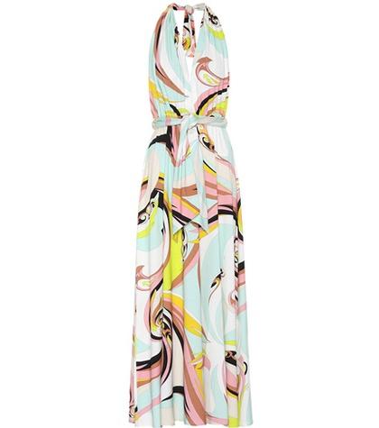Emilio Pucci Beach Printed Jersey Halter Maxi Dress