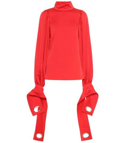 Self-portrait Tie-sleeve Satin Top